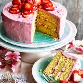 Strawberry and elderflower cake