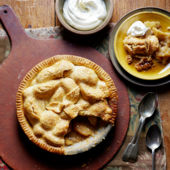 Stem ginger-spiced apple pie with hazelnut pastry