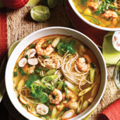 Tom yum prawn noodle soup