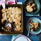 Chocolate and pear flapjack crumble