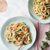 Pink prawn linguine 