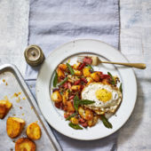 Roast potato and ham hash with sage-fried eggs