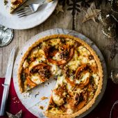 Goats' cheese, squash and walnut tart