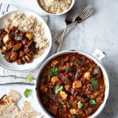 Aubergine and halloumi curry