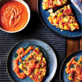 Spanish omelette with tomato sauce