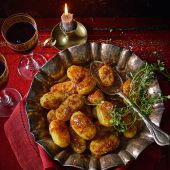 Honey-mustard fondant potatoes 