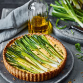 Crab and spring onion tart