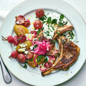 Lamb chops with roasted radishes