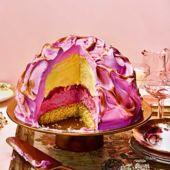 Strawberry ice-cream bombe