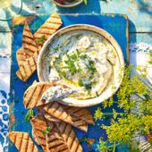Feta and charred spring onion tzatziki