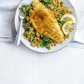 Smoked basa with sweetcorn pilau