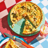 Salmon and Tenderstem broccoli quiche