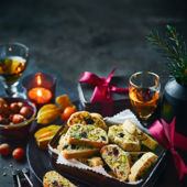 Pistachio, cranberry and orange biscotti