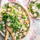 Watercress and potato salad with horseradish dressing