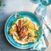 Summer sausage and bean mash with cheesy fennel