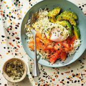 Smoked salmon rice bowl