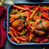 Peri peri poussins with coriander salsa