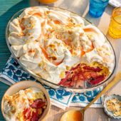 Rhubarb and custard trifle