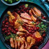 Cranberry and balsamic spatchcock duck