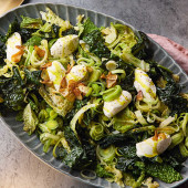 Winter greens medley with mascarpone and crispy garlic