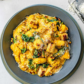 Squash gnocchi with chicken sausage