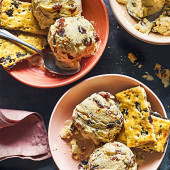 Rum and raisin ice cream with crushed garibaldi