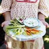 Chilli and coriander dip with crudités