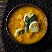 Butternut squash soup with ricotta dumplings