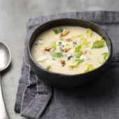 Celeriac and Bramley apple soup