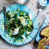 Buffalo mozzarella and pea salad 