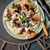 Sharing ‘blini’ with smoked salmon and beetroot 