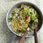 Crab and courgette chilli pasta