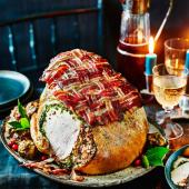 Roast turkey crown with herb butter