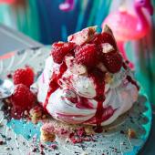 Raspberry and shortbread pavlovas