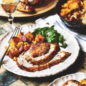 Cajun roast chicken with cornbread stuffing