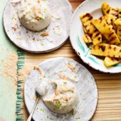 Coconut haupia with griddled pineapple