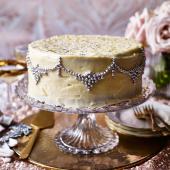 Glitzy white chocolate cake