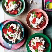 Roasted strawberry and mint Eton mess