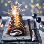 Baileys and chocolate roulade 