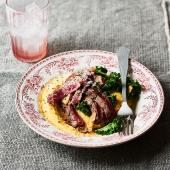 Rosemary steak with cheesy polenta