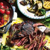 Coffee and rum-marinated steaks