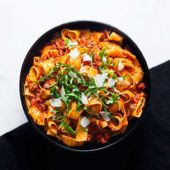 Pappardelle with rosemary and sausage ragu