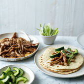 Hoisin chicken wraps with quick pickled cucumber