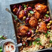 Harissa chicken traybake