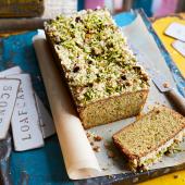 Pistachio streusel loaf cake
