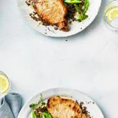 Honey and lemon pork with grains 