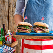 Fire-grilled steak sandwich with chimichurri 