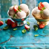 Strawberry and basil no-churn ice cream
