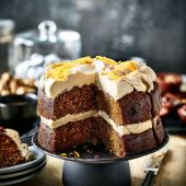 Buckwheat carrot cake with brown sugar cream cheese icing 