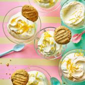 Lemon syllabub with rosemary biscuits